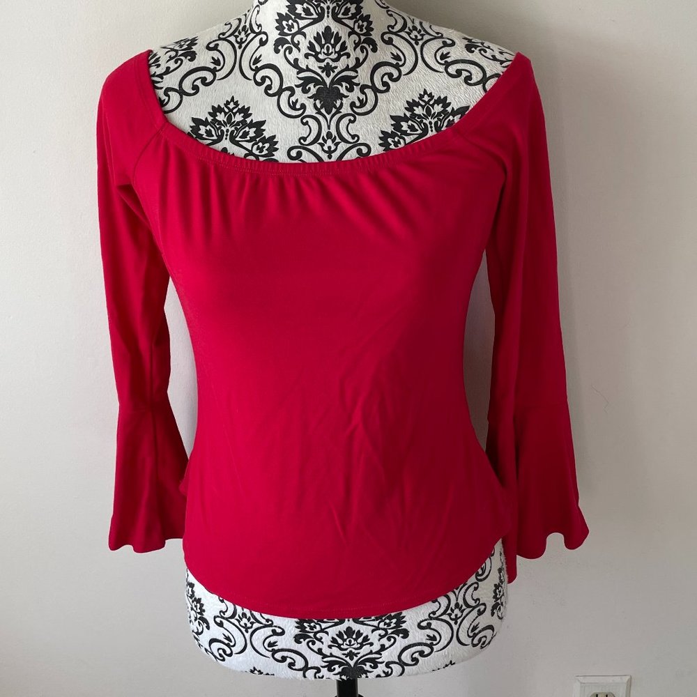 Beautiful Red Long Sleeved Shirt Blouse